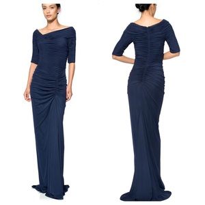Tadashi Shoji ASYMMETRIC RUCHED SLEEVE GOWN